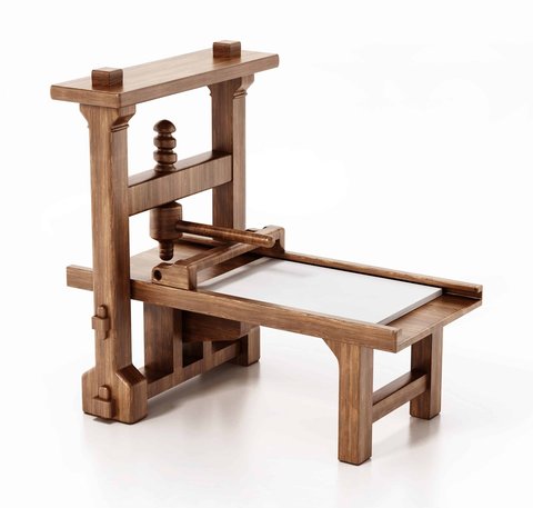 Nachbau einer Gutenberg-Druckerpresse aus Holz
